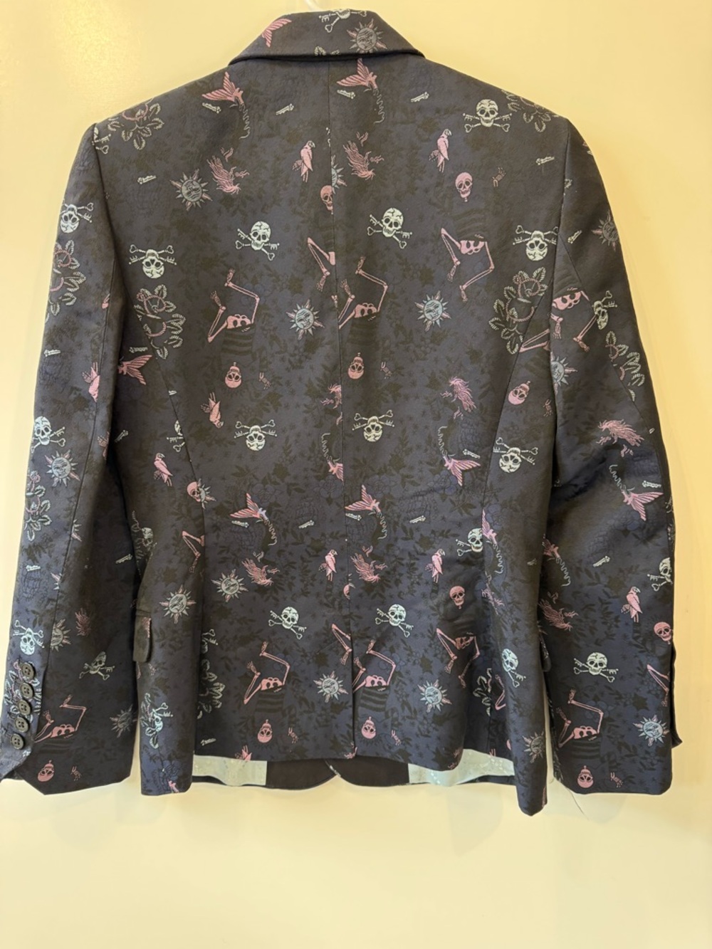 Zadig & Voltaire Victor Tattoo-Print Blazer size 38 FR OR us 6 skull skeleton - Picture 7 of 12